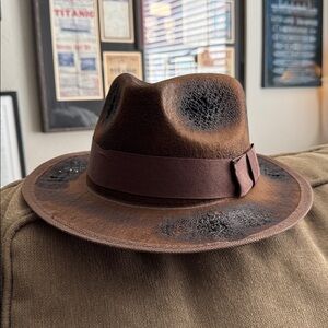 Nicky Bigs Adult Burned Brown Fedora Hat Zombie Cosplay Halloween Adjustable
